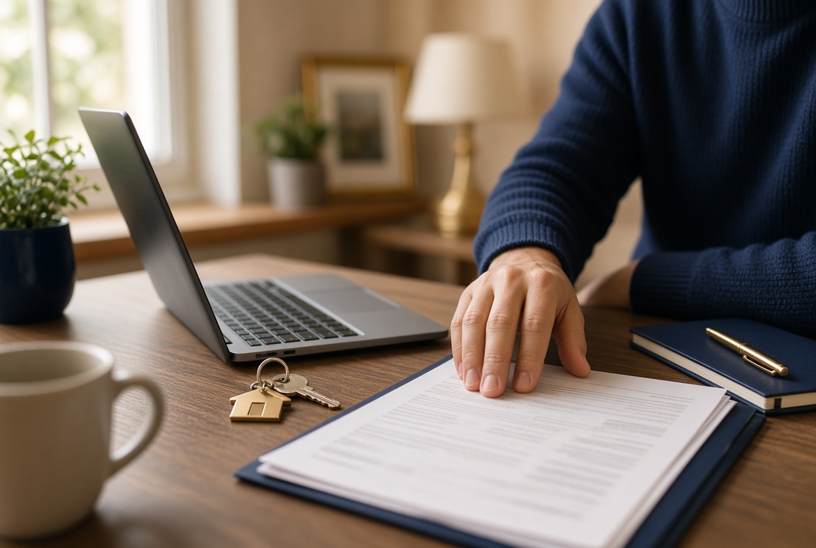 Reviewing mortgage pre-approval documents at a desk
